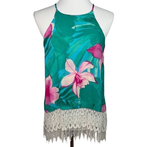 Show Me Your Mumu Lei Bay Floral Sleeveless Crochet Trim Top Medium - Picture 2 of 6